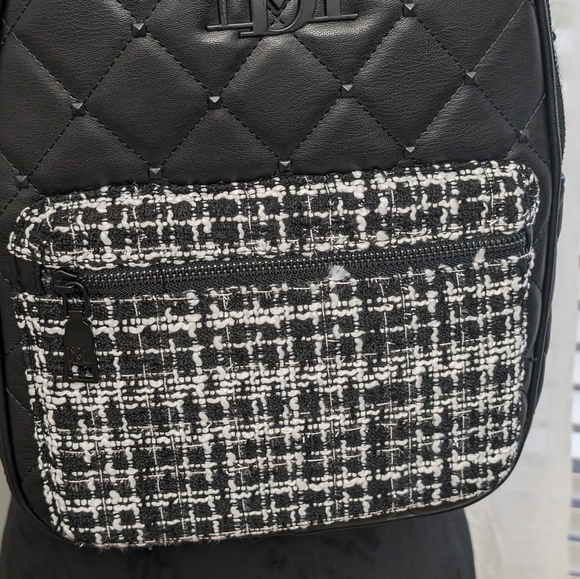 NWT Badgley Mischka Tweed/Quilted Vegan Leather Backpack - Picture 4 of 11